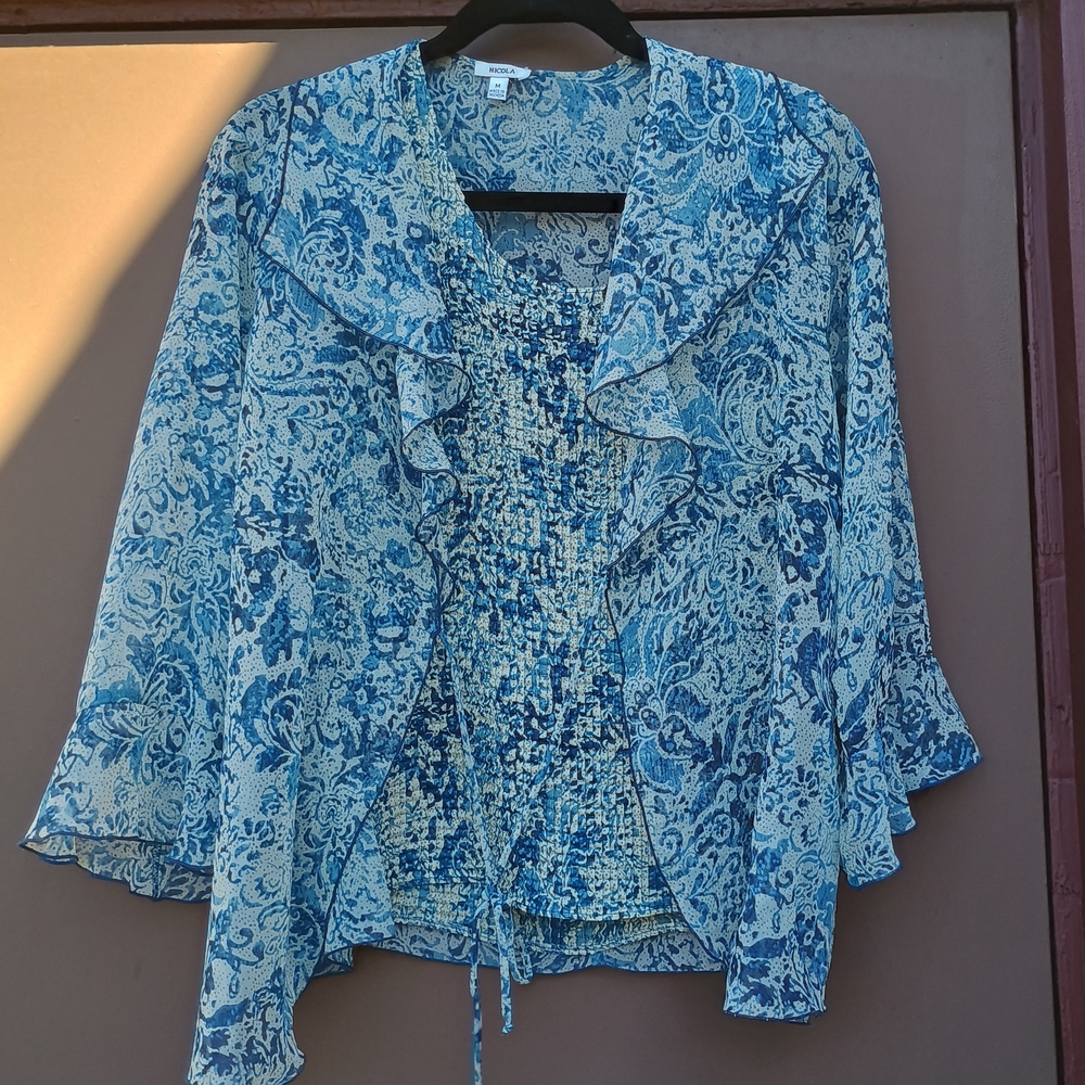 NICOLA Two Piece Blue Floral Women's Blouse